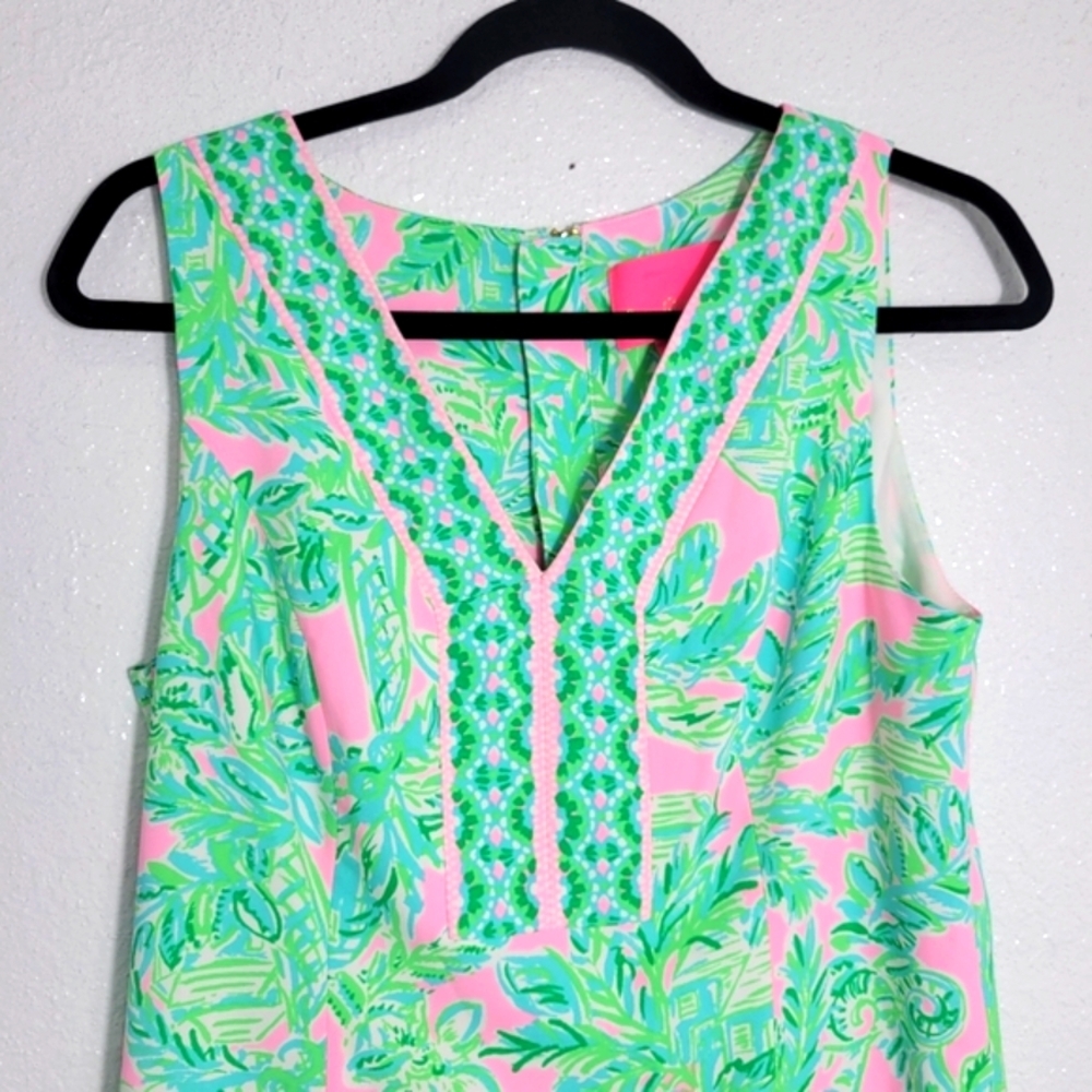 Lilly Pulitzer Vivian Stretch Shift Dress Pink Sand Paradise Size 6 - Picture 3 of 9